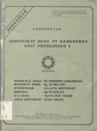 PROSPEKTUS SERTIFIKAT DANA PT. DANA REKSA UNIT PENDAPATAN I